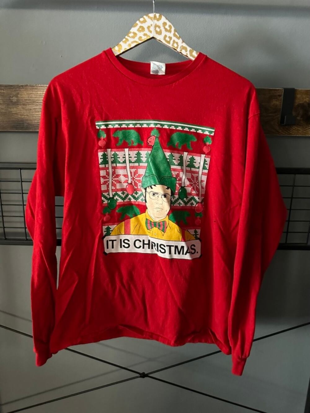 The Office Dwight Christmas Long Sleeve Tee | Large